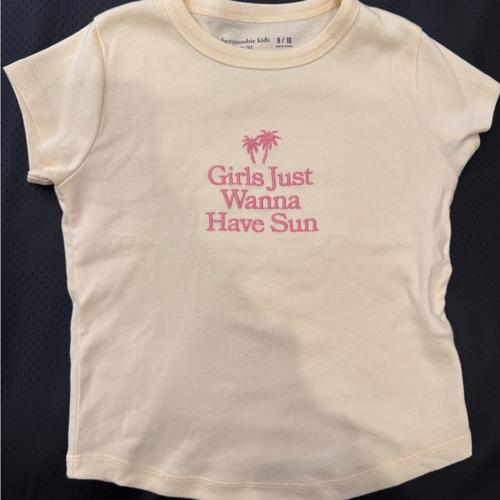 Abercrombie Kids Yellow Tee with Pink Print New without tag